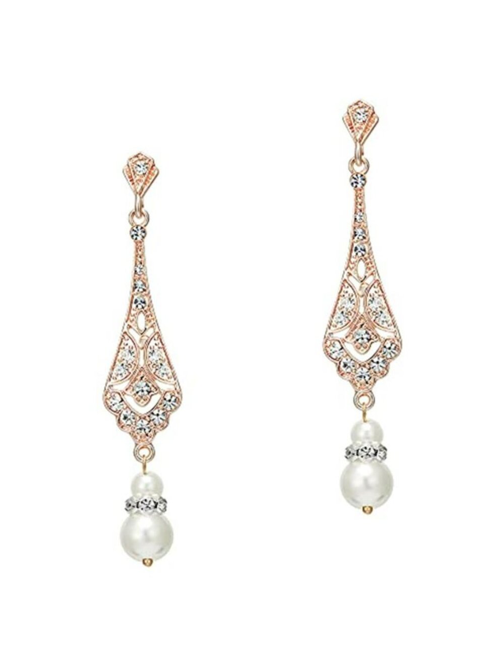 1920s Vintage Wedding Pearl Dangle Drop Earrings Art Deco Gatsby